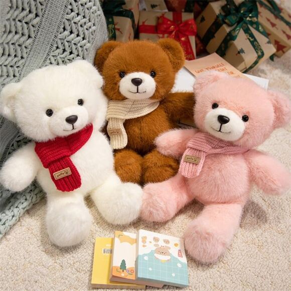 Teddy Bear Plush Toy with Scarf Soft Cuddly Stuffed Animal Gift for Kids 12 Inch - Picture 3 of 4